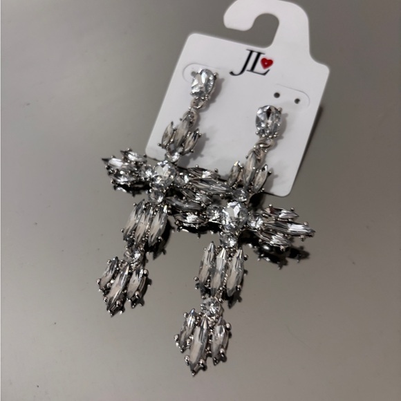 Silver Cross Rhinestone Earrings - Picture 2 of 3